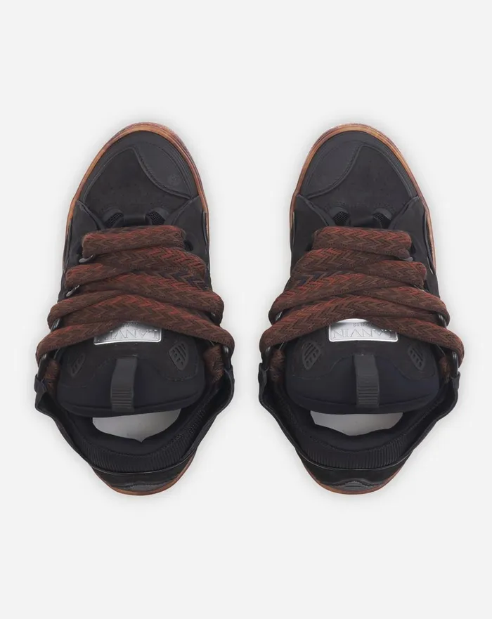 Leather Curb Sneakers Dark Brownbrown Women Lanvin Sneakers