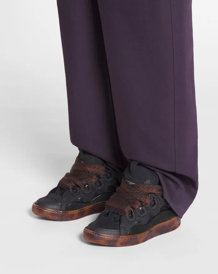 Leather Curb Sneakers Dark Brownbrown Women Lanvin Sneakers