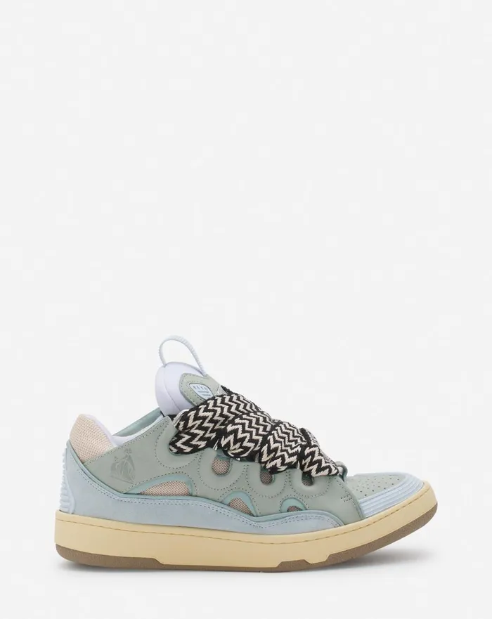 Leather Curb Sneakers Light Blue Women Lanvin Sneakers