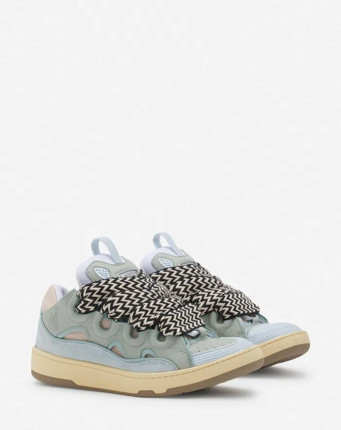 Leather Curb Sneakers Light Blue Women Lanvin Sneakers