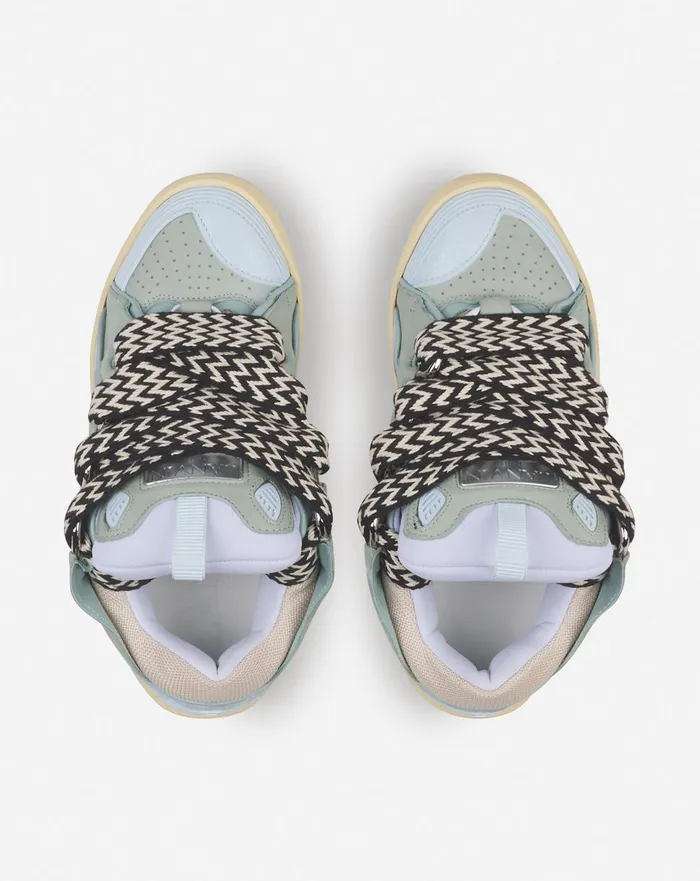 Leather Curb Sneakers Light Blue Women Lanvin Sneakers