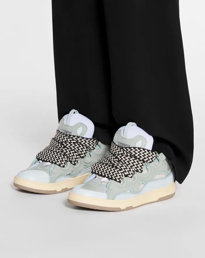 Leather Curb Sneakers Light Blue Women Lanvin Sneakers