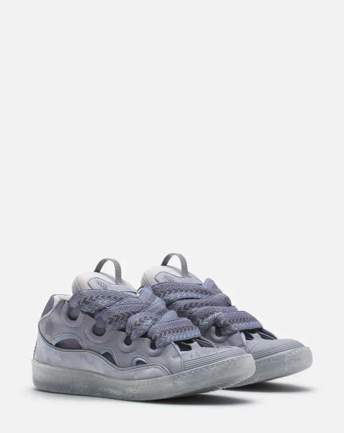 Leather Curb Sneakers Light Grey Men Lanvin Curb