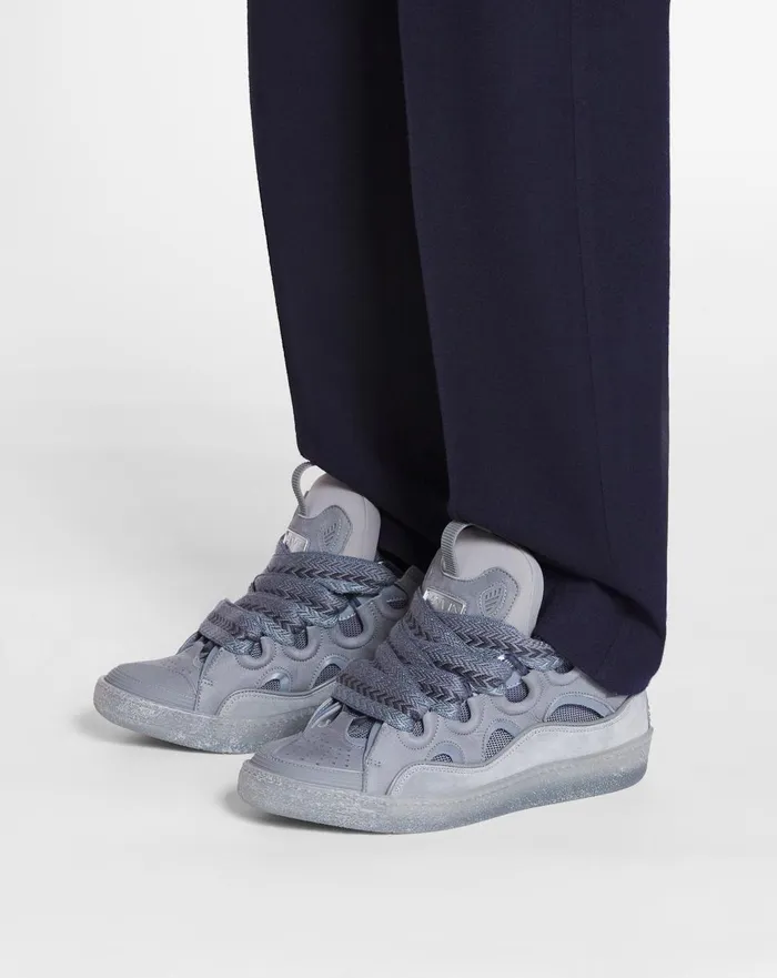 Leather Curb Sneakers Light Grey Men Lanvin Curb