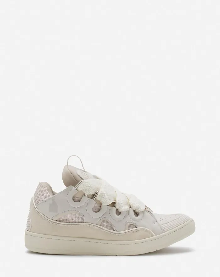 Leather Curb Sneakers Peach Men Lanvin Sneakers