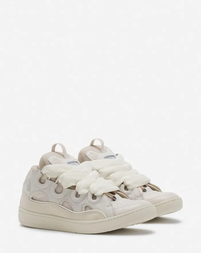 Leather Curb Sneakers Peach Men Lanvin Sneakers