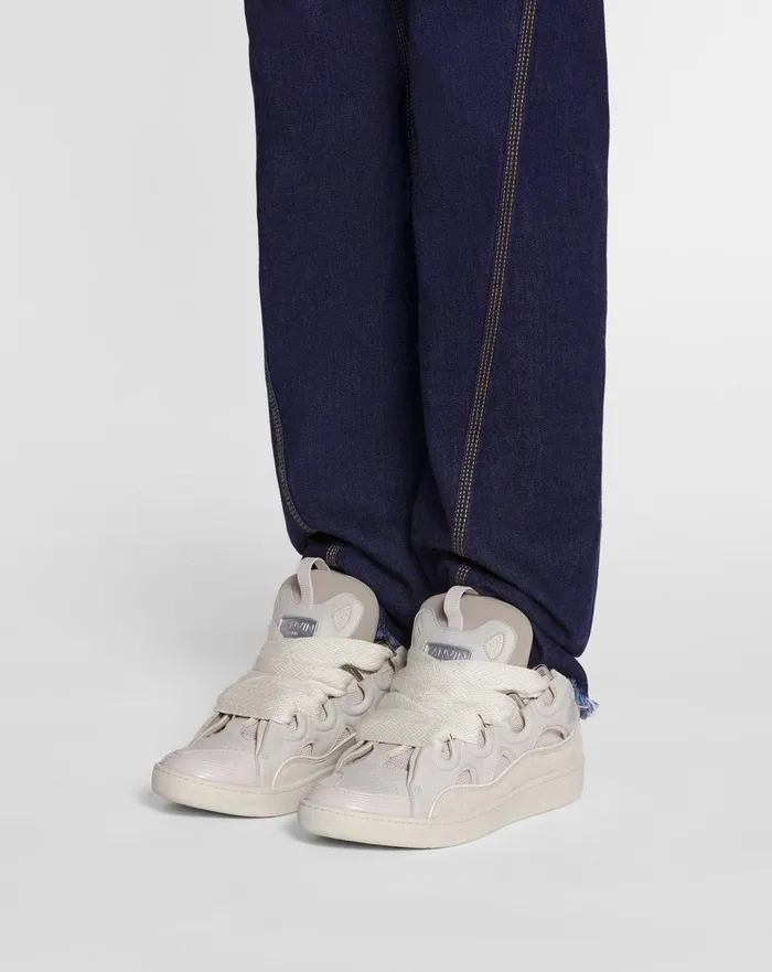 Leather Curb Sneakers Peach Men Lanvin Sneakers