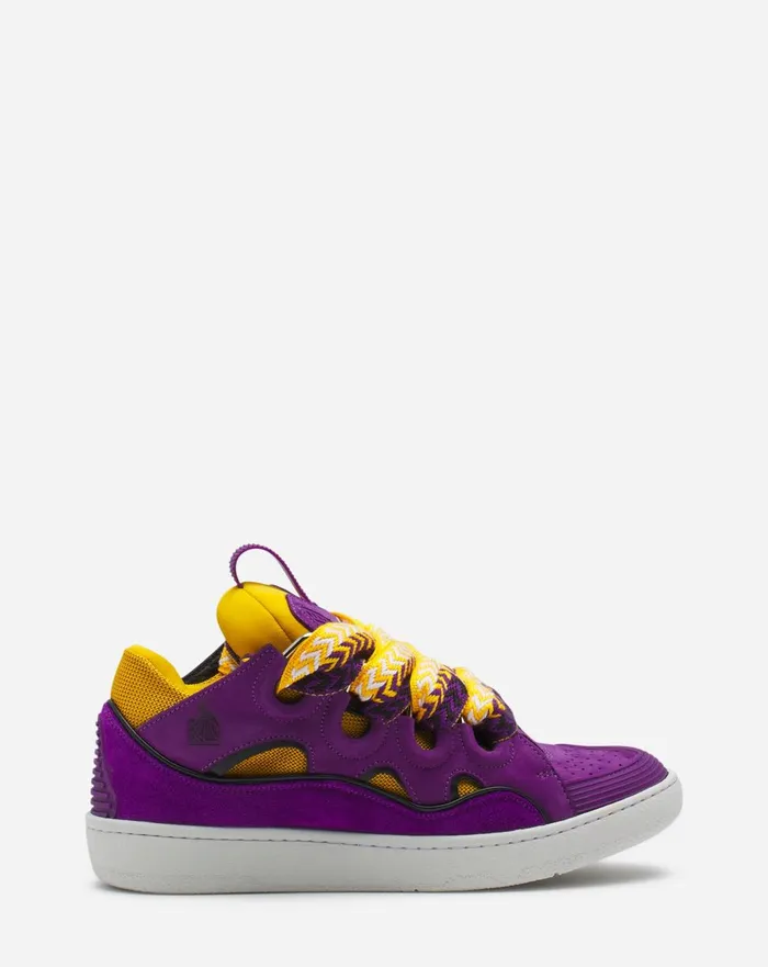 Leather Curb Sneakers Purpleyellow Women Lanvin Curb