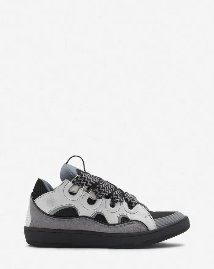 Leather Curb Sneakers Whiteanthracite Men Lanvin Sneakers