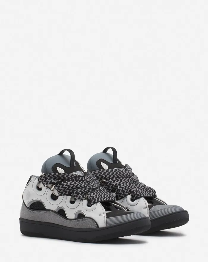 Leather Curb Sneakers Whiteanthracite Men Lanvin Sneakers