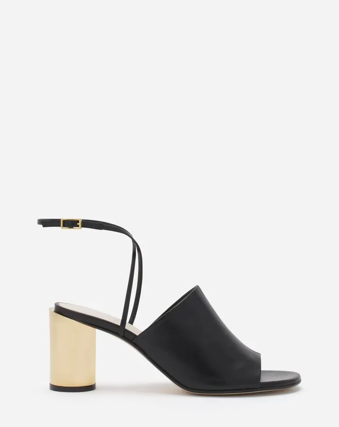 Leather Sequence By Lanvin Chunky Heeled Sandals Blackgold Women Lanvin Sandals and Mules