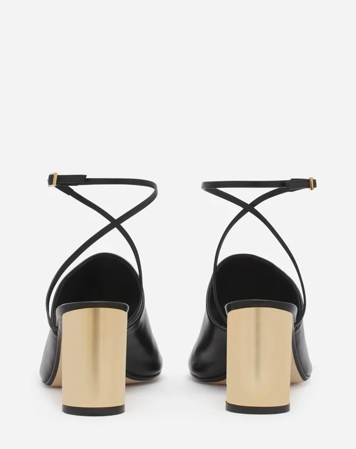 Leather Sequence By Lanvin Chunky Heeled Sandals Blackgold Women Lanvin Sandals and Mules