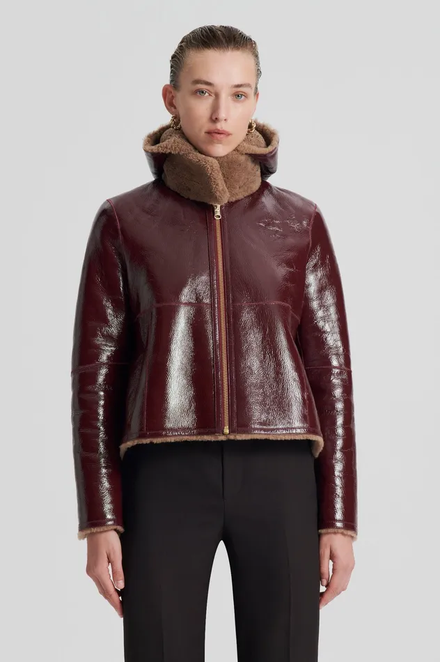 Leather SHEARLING JACKET RASBRRYCAMEL 8211 Scanlan Theodore Women