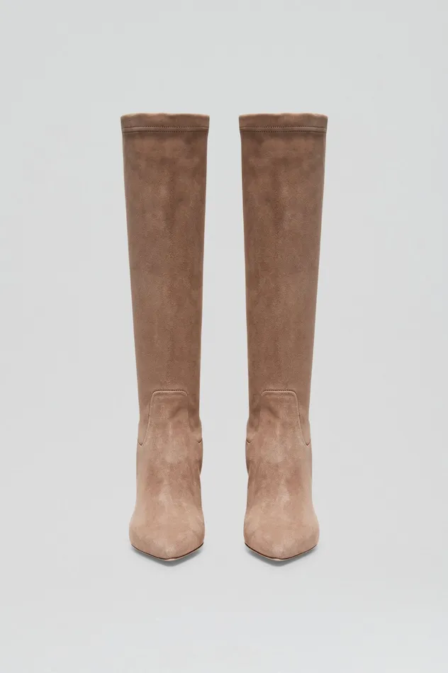 Leather Women Scanlan Theodore STRETCH BELOW THE KNEE BOOT 85 CAMELSUEDE
