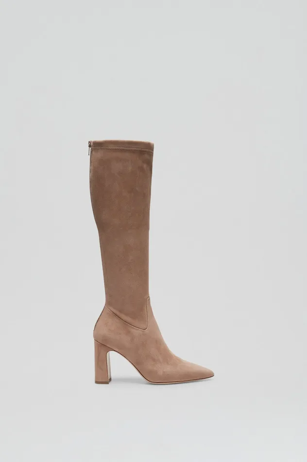 Leather Women Scanlan Theodore STRETCH BELOW THE KNEE BOOT 85 CAMELSUEDE