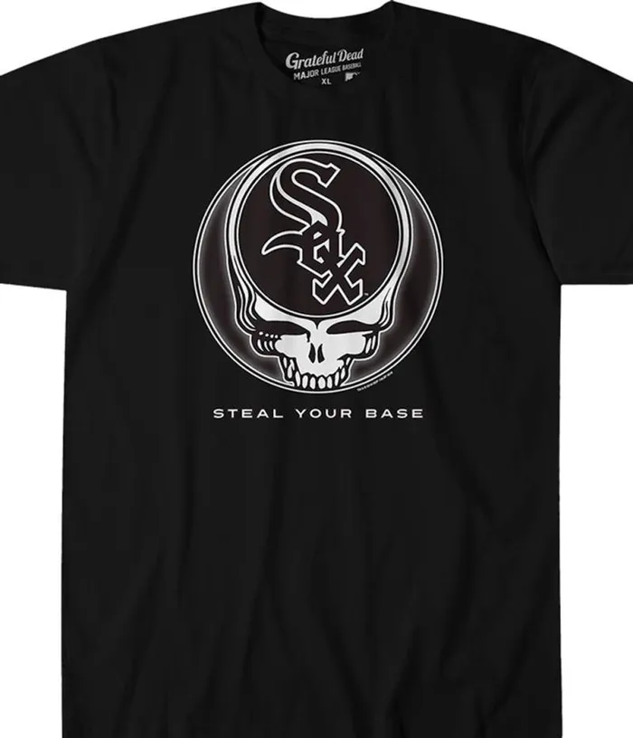 Liquid Blue Athletic TShirt Men Chicago White Sox Steal Your Base Black Athletic TShirt