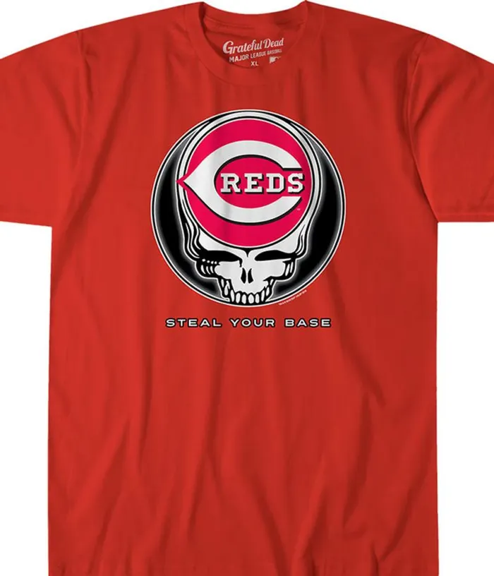 Liquid Blue Athletic TShirt Men Cincinnati Reds Steal Your Base Red Athletic TShirt