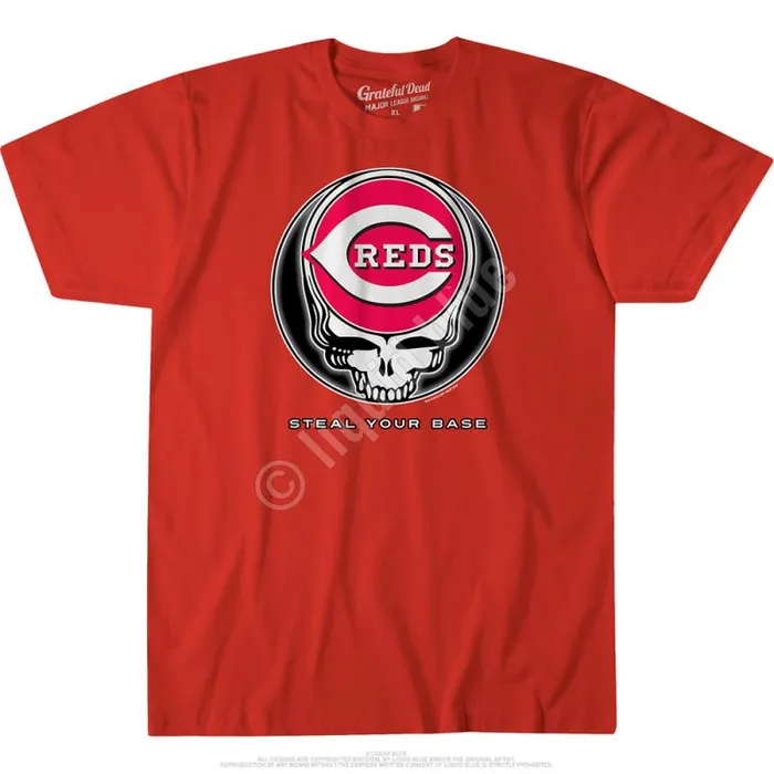 Liquid Blue Athletic TShirt Men Cincinnati Reds Steal Your Base Red Athletic TShirt