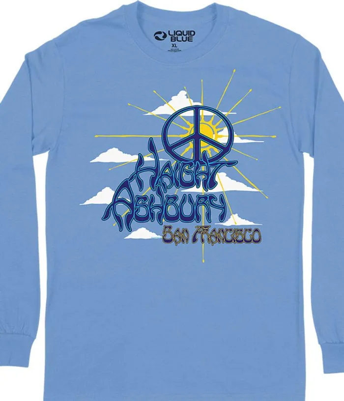 Liquid Blue Long Sleeve Men Haight Ashbury Peace Long Sleeve TShirt