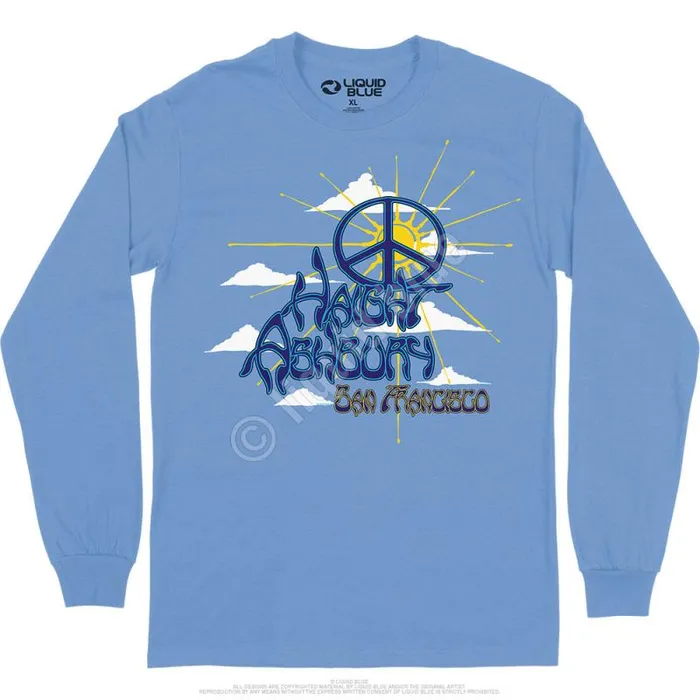 Liquid Blue Long Sleeve Men Haight Ashbury Peace Long Sleeve TShirt