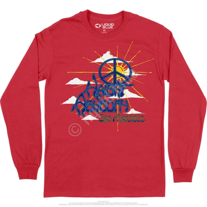 Liquid Blue Long Sleeve Men Haight Ashbury Peace Long Sleeve TShirt