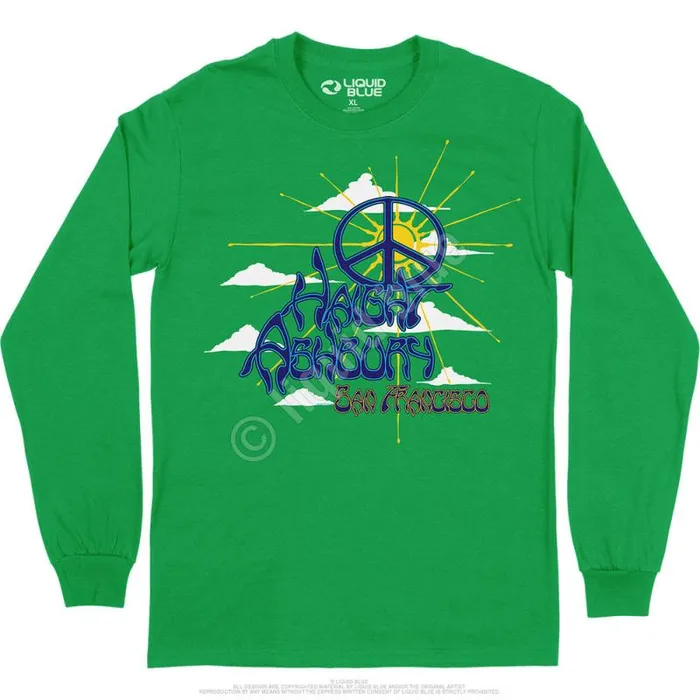 Liquid Blue Long Sleeve Men Haight Ashbury Peace Long Sleeve TShirt