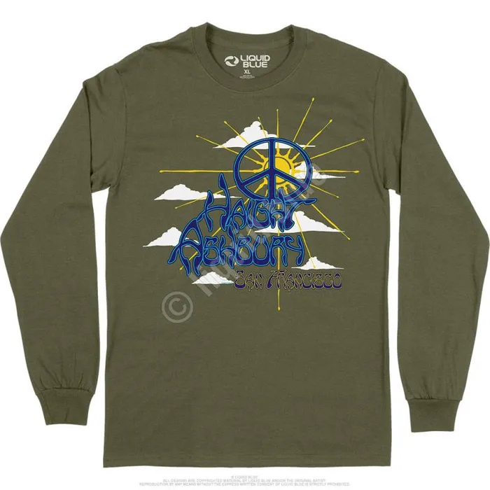 Liquid Blue Long Sleeve Men Haight Ashbury Peace Long Sleeve TShirt