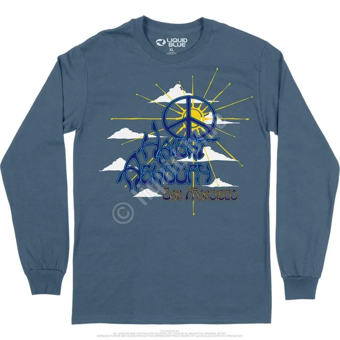 Liquid Blue Long Sleeve Men Haight Ashbury Peace Long Sleeve TShirt