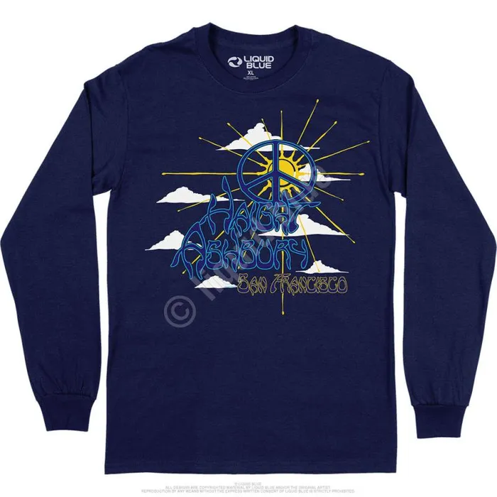 Liquid Blue Long Sleeve Men Haight Ashbury Peace Long Sleeve TShirt