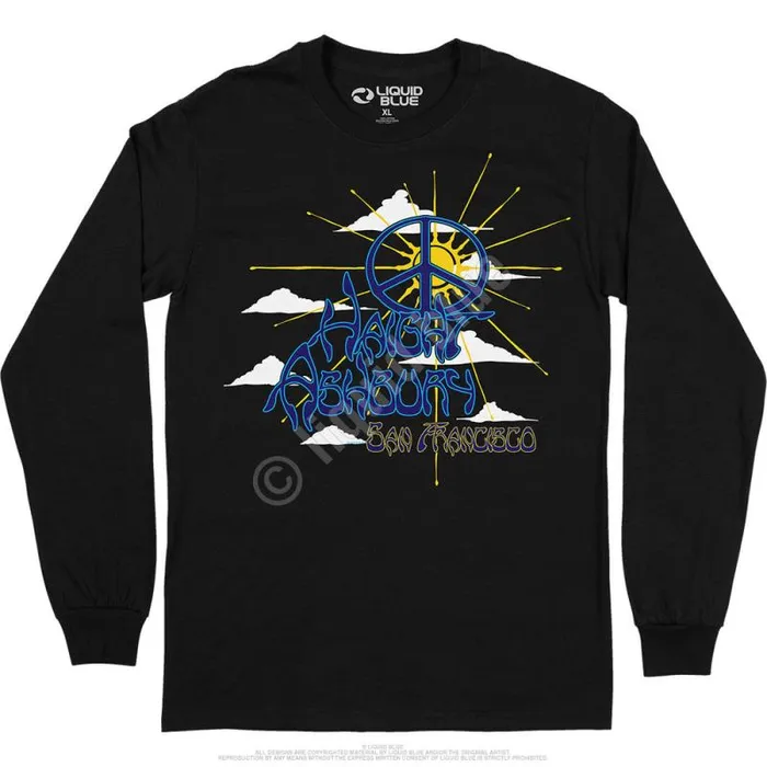 Liquid Blue Long Sleeve Men Haight Ashbury Peace Long Sleeve TShirt