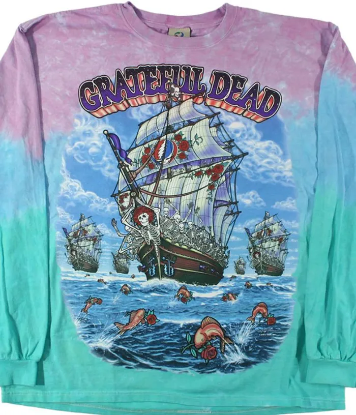 Liquid Blue Long Sleeve Men Ship Of Fools TieDye Long Sleeve TShirt