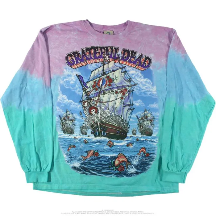 Liquid Blue Long Sleeve Men Ship Of Fools TieDye Long Sleeve TShirt