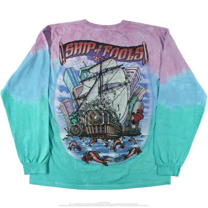 Liquid Blue Long Sleeve Men Ship Of Fools TieDye Long Sleeve TShirt