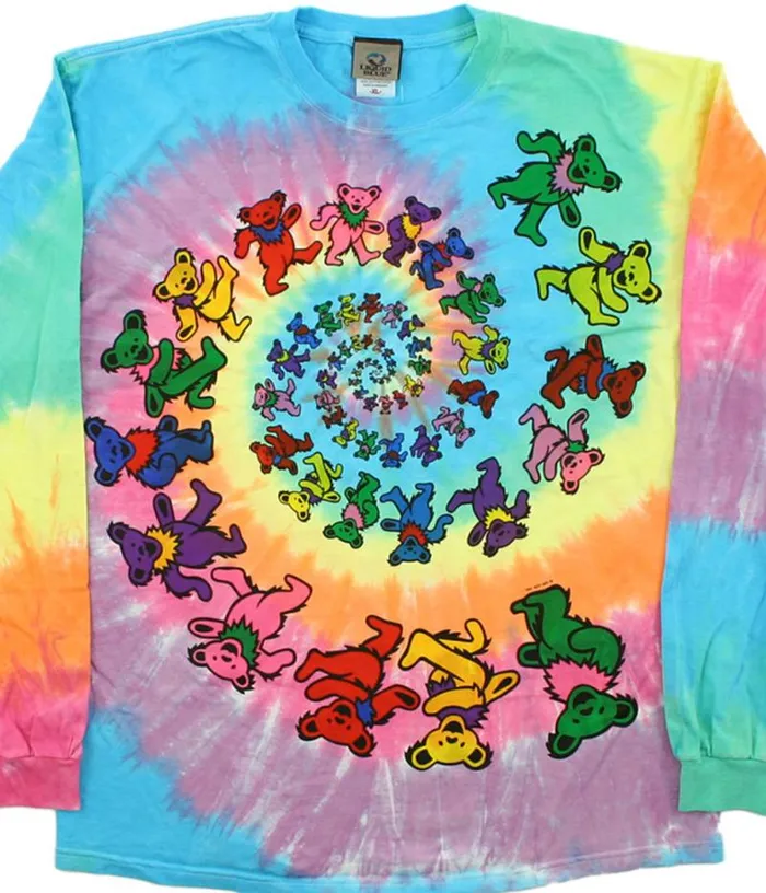 Liquid Blue Long Sleeve Men Spiral Bears TieDye Long Sleeve TShirt