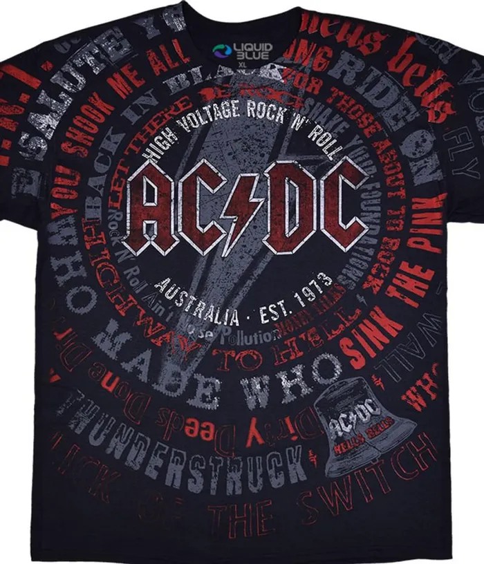 Liquid Blue TShirt Men ACDC Songs Black TShirt