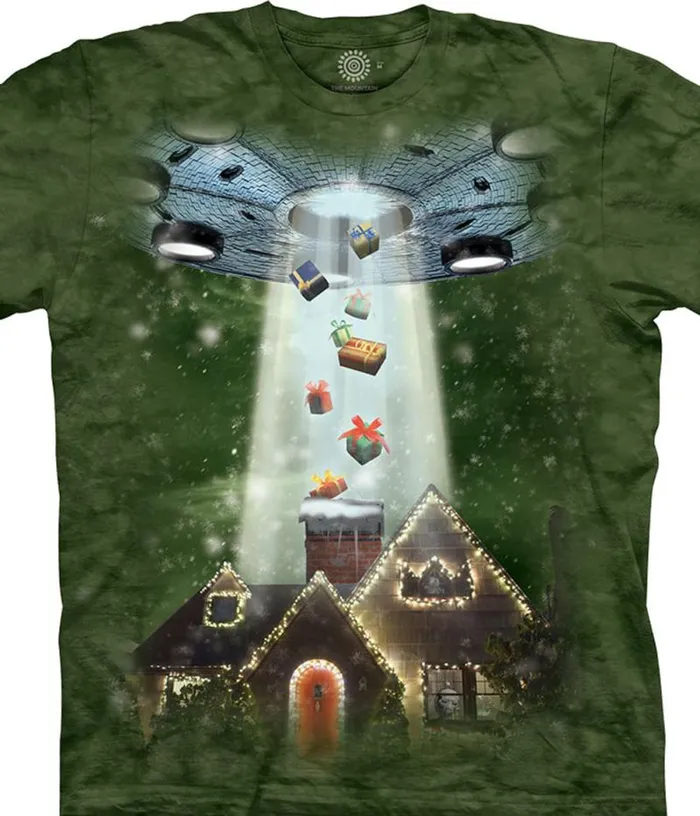 Liquid Blue TShirt Men Aliens Stole Christmas Classic Cotton TShirt