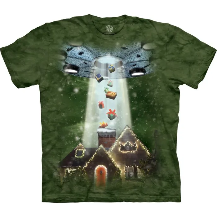 Liquid Blue TShirt Men Aliens Stole Christmas Classic Cotton TShirt