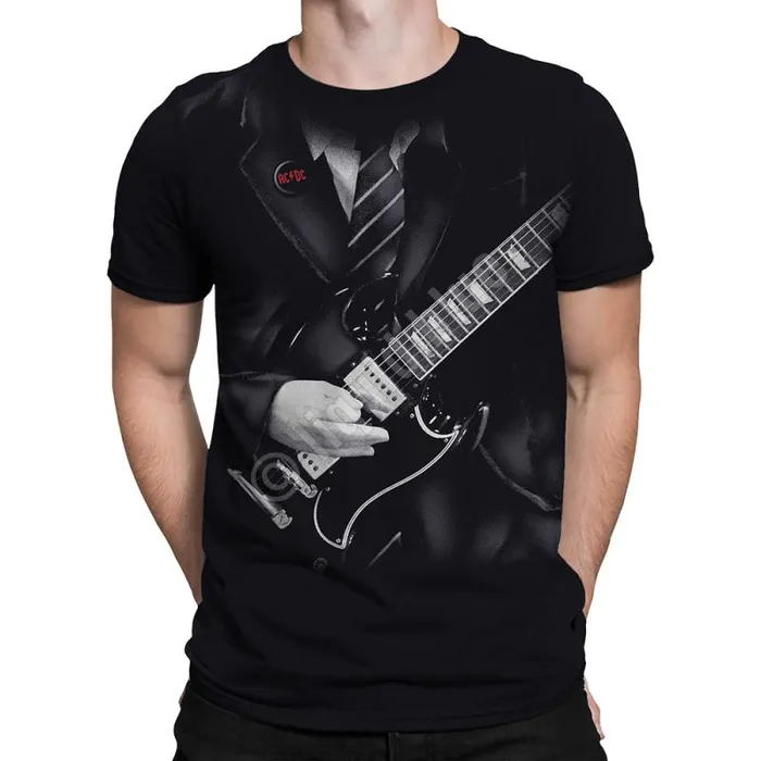 Liquid Blue TShirt Men Angus Young Black TShirt