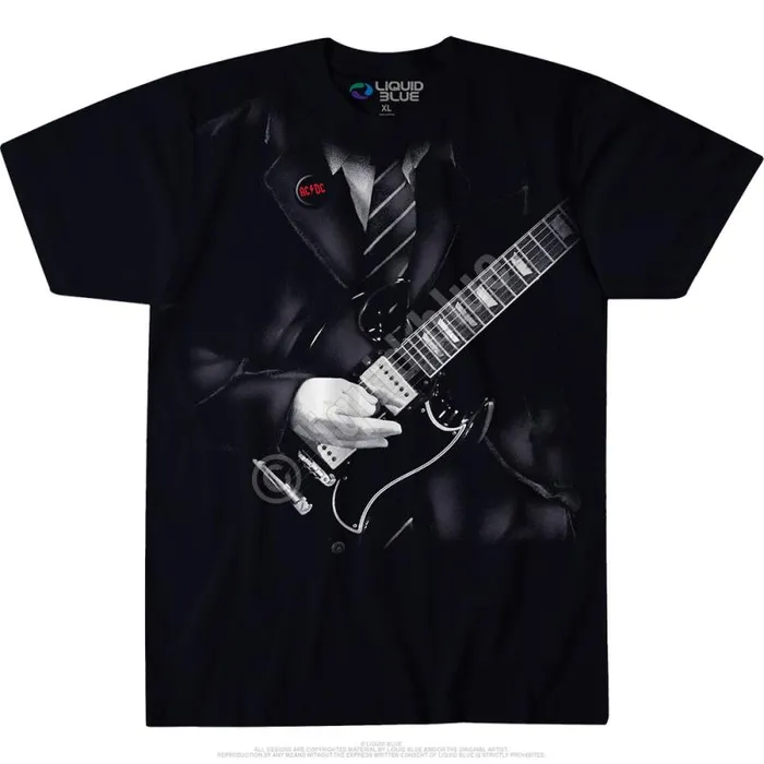 Liquid Blue TShirt Men Angus Young Black TShirt