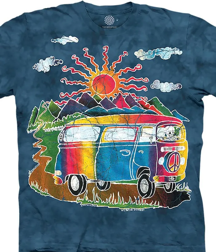 Liquid Blue TShirt Men Batik Tour Bus Classic Cotton TShirt