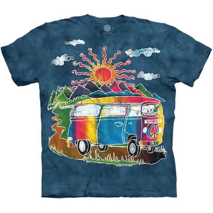 Liquid Blue TShirt Men Batik Tour Bus Classic Cotton TShirt