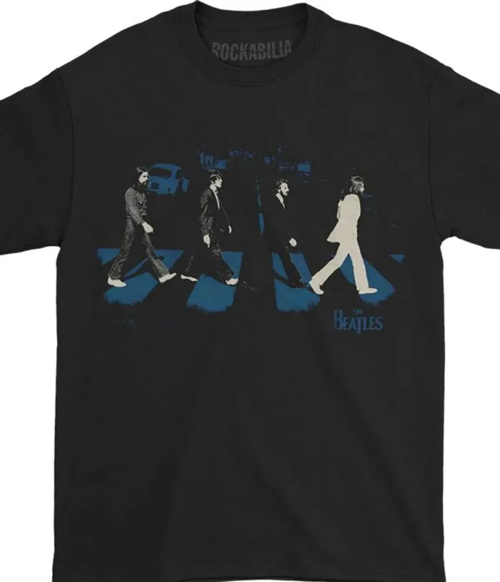 Liquid Blue TShirt Men Beatles Abbey Stride Black TShirt