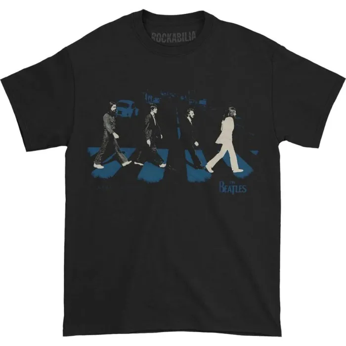 Liquid Blue TShirt Men Beatles Abbey Stride Black TShirt