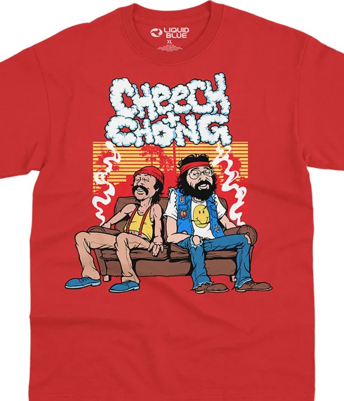 Liquid Blue TShirt Men Couch Locked Red TShirt