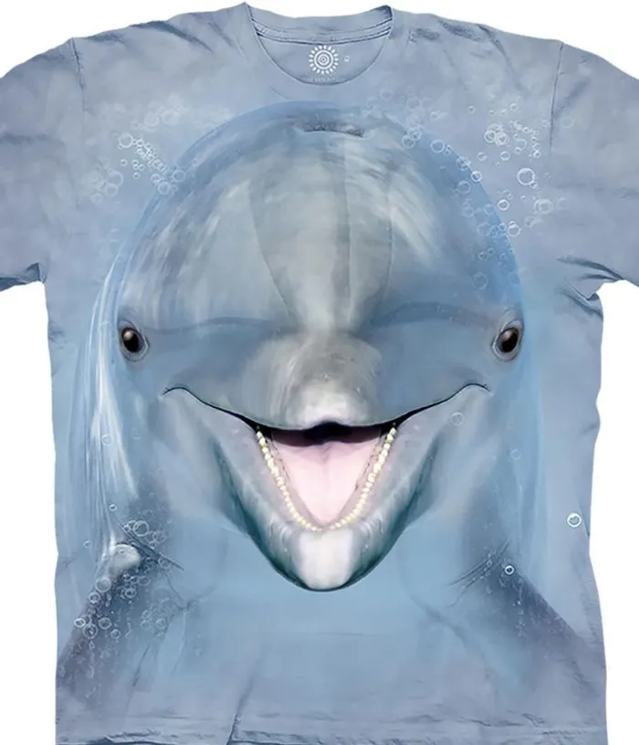 Liquid Blue TShirt Men Dolphin Face Classic Cotton TShirt