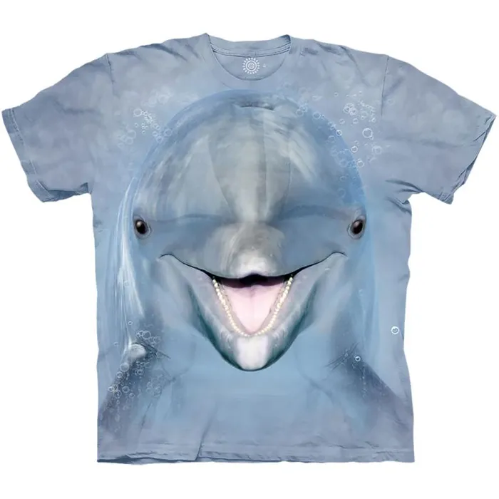 Liquid Blue TShirt Men Dolphin Face Classic Cotton TShirt