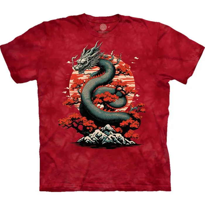Liquid Blue TShirt Men Dragon Blossom Classic Cotton TShirt