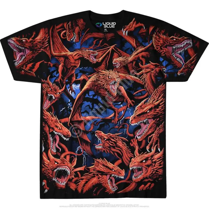 Liquid Blue TShirt Men Dragon Storm Black TShirt