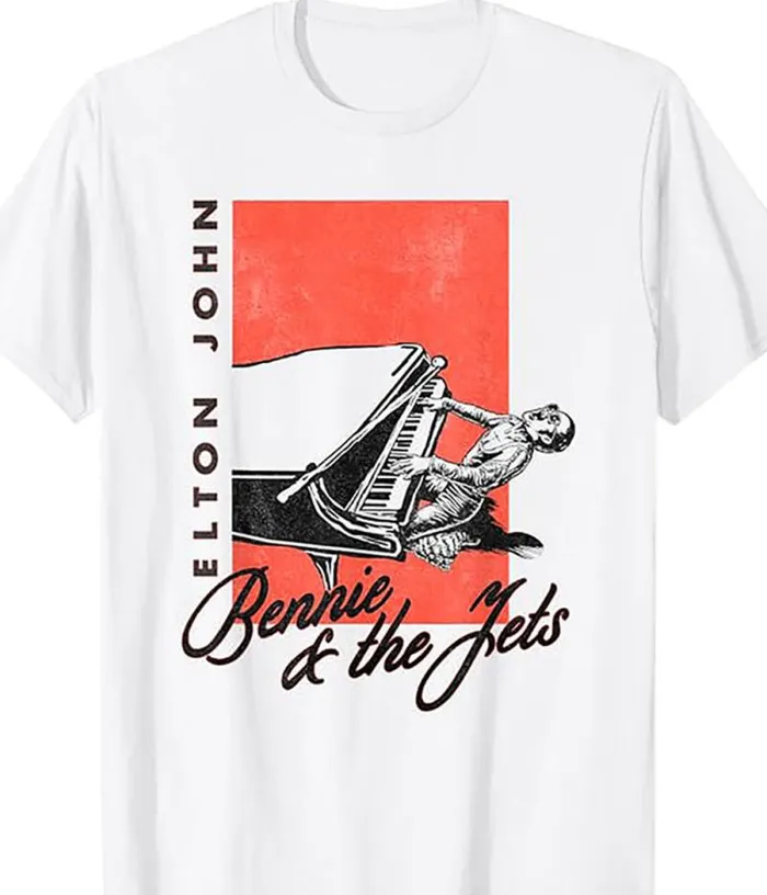 Liquid Blue TShirt Men Elton John Bennie And The Jets White TShirt