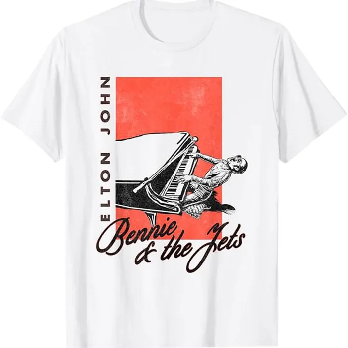 Liquid Blue TShirt Men Elton John Bennie And The Jets White TShirt